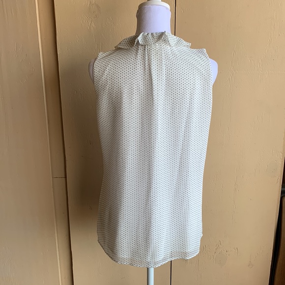 Banana Republic Sz 2 Black & White Polka Dot Sleeveless Top - Picture 4 of 7